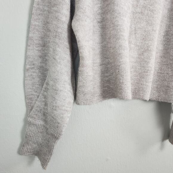 NWT Lumiere Wool Blend Turtleneck Cropped Sweater Oatmeal Tan Bubble Sleeve L - Picture 7 of 10